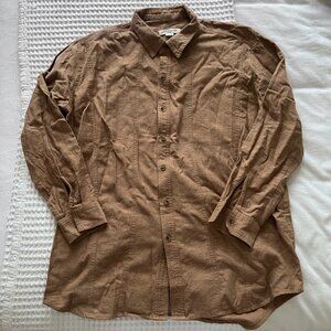 Gardenheir Flannel Pleated Button Down Shirt